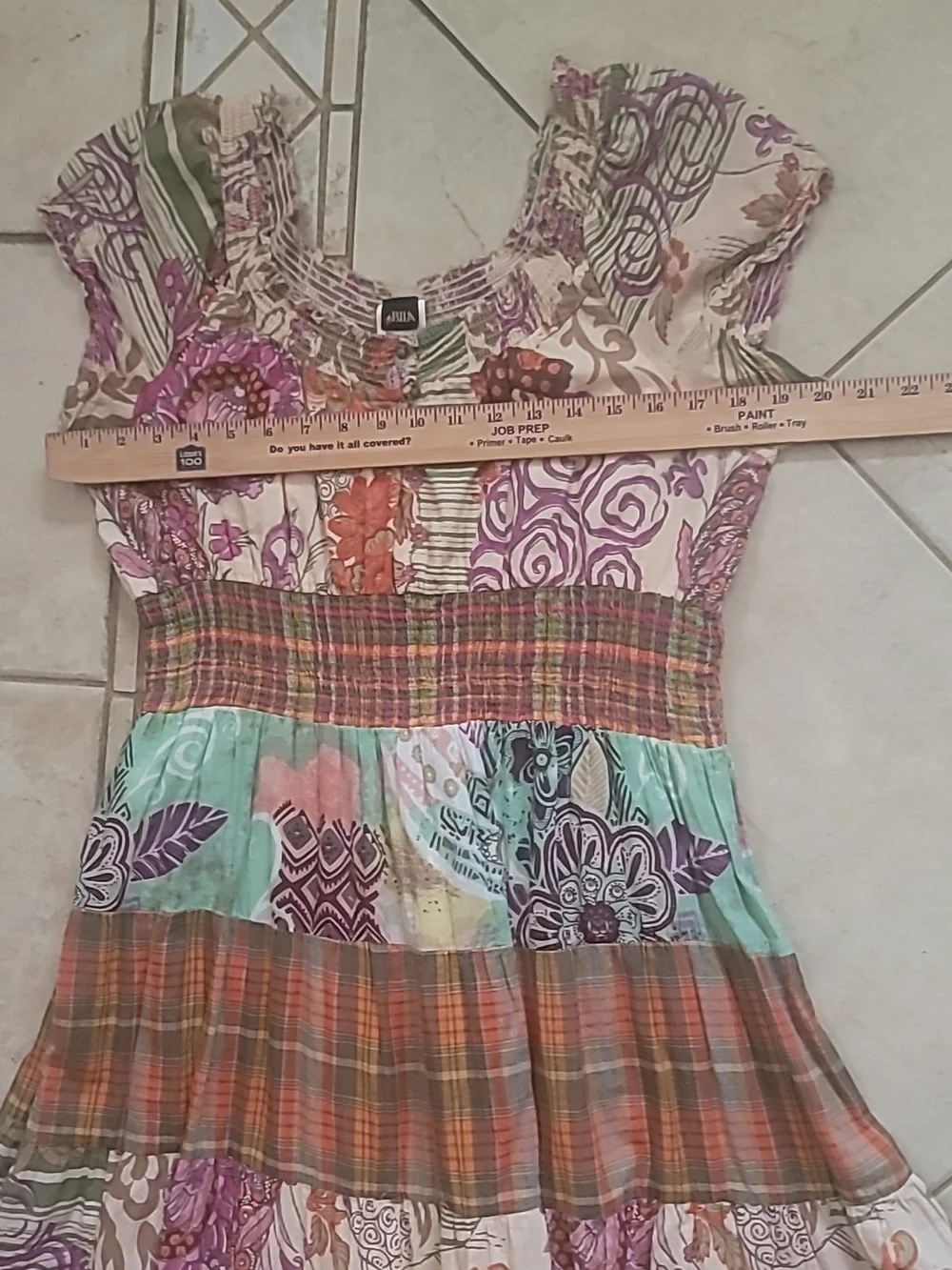 Boho Mix-Print Patchwork Maxi Dress in Multi-Colors Coastal Cowgirl  SZ L - Picture 11 of 16